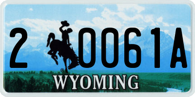 WY license plate 20061A