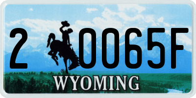WY license plate 20065F