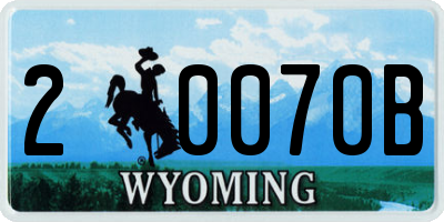 WY license plate 20070B