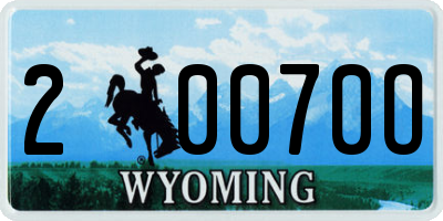 WY license plate 20070O