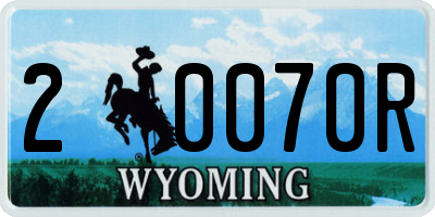 WY license plate 20070R