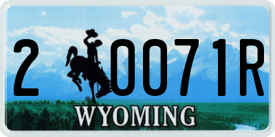 WY license plate 20071R