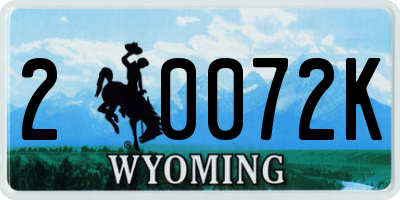 WY license plate 20072K
