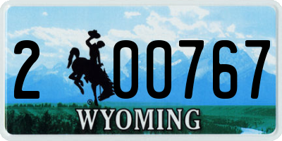 WY license plate 200767