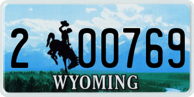 WY license plate 200769