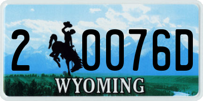 WY license plate 20076D