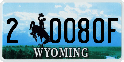 WY license plate 20080F