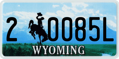 WY license plate 20085L