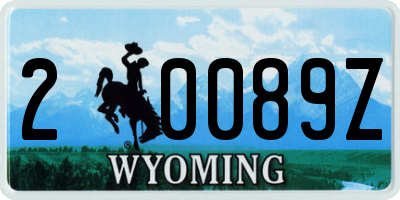 WY license plate 20089Z