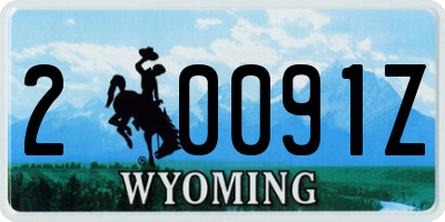 WY license plate 20091Z
