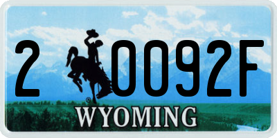 WY license plate 20092F