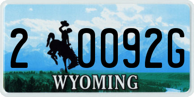 WY license plate 20092G