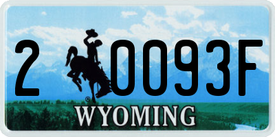 WY license plate 20093F