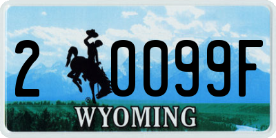 WY license plate 20099F