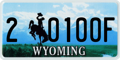 WY license plate 20100F