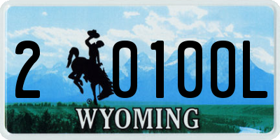 WY license plate 20100L