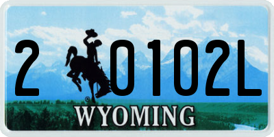 WY license plate 20102L