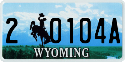 WY license plate 20104A