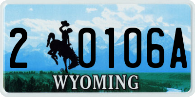 WY license plate 20106A