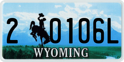 WY license plate 20106L