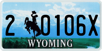 WY license plate 20106X