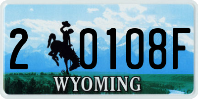 WY license plate 20108F