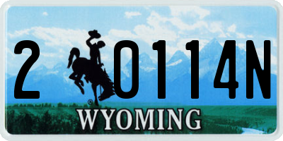 WY license plate 20114N