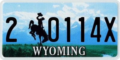 WY license plate 20114X