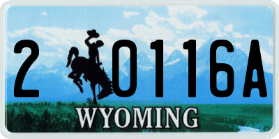 WY license plate 20116A