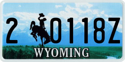 WY license plate 20118Z
