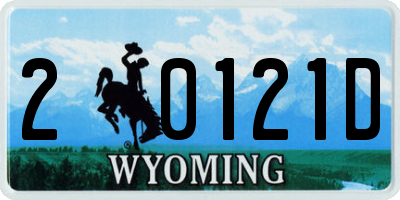 WY license plate 20121D