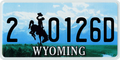 WY license plate 20126D
