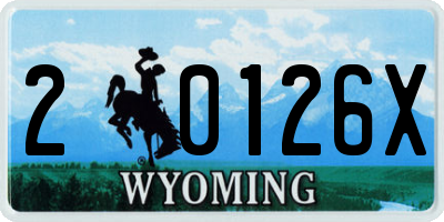 WY license plate 20126X