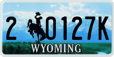 WY license plate 20127K