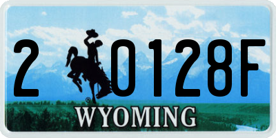 WY license plate 20128F
