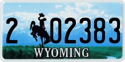WY license plate 202383