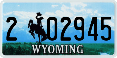 WY license plate 202945