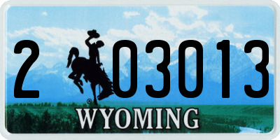 WY license plate 203013