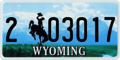 WY license plate 203017