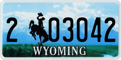 WY license plate 203042