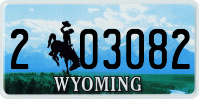 WY license plate 203082
