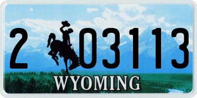 WY license plate 203113