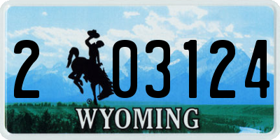 WY license plate 203124