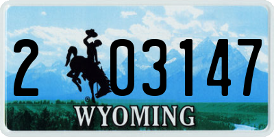 WY license plate 203147