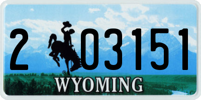 WY license plate 203151
