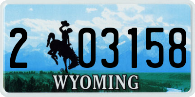 WY license plate 203158