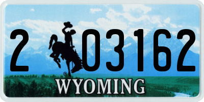 WY license plate 203162