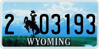 WY license plate 203193
