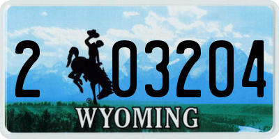WY license plate 203204