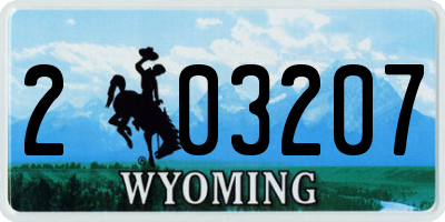 WY license plate 203207
